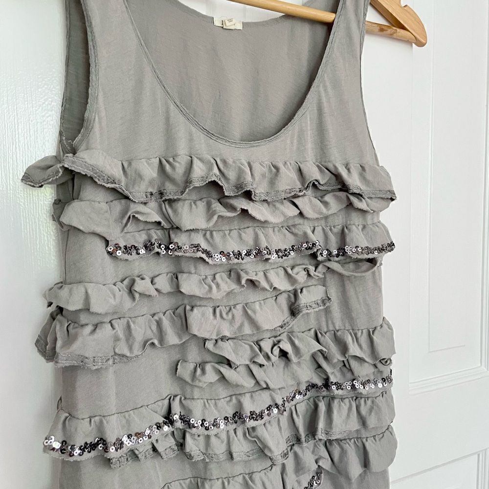 J. Crew Ruffled Tank Top, Gray - Picture 2 of 3
